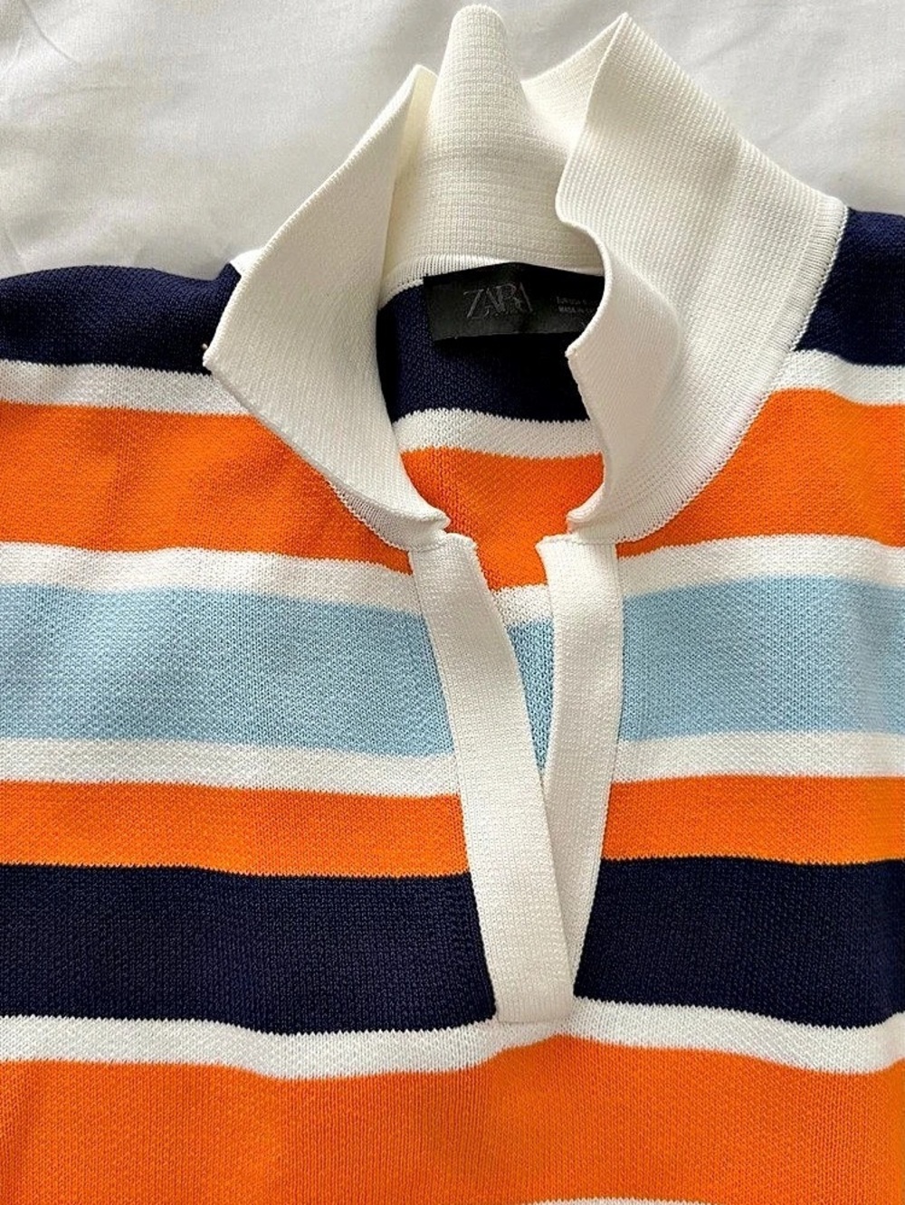 Zara Striped Short Sleeve Top in Orange & Blue